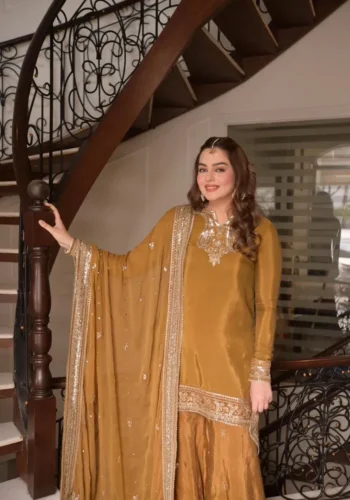 HC-0126 Aneela's Chiffon Embroidered Unstitched 3 Piece Suit for Women