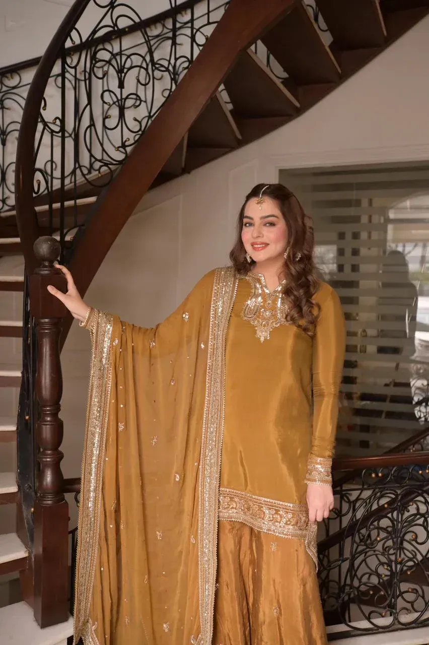 HC-0126 Aneela's Chiffon Embroidered Unstitched 3 Piece Suit for Women