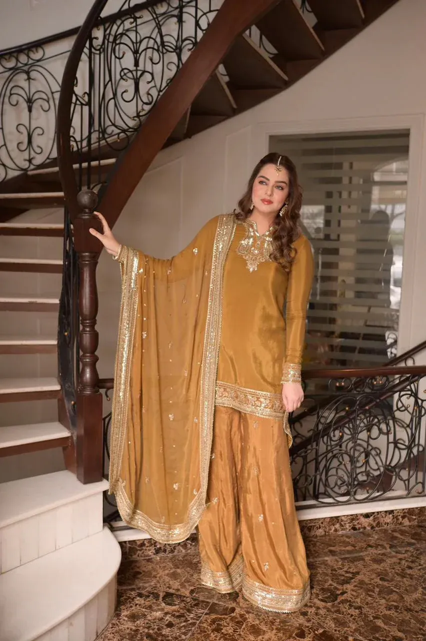 HC-0126 Aneela's Chiffon Embroidered Unstitched 3PC Suit