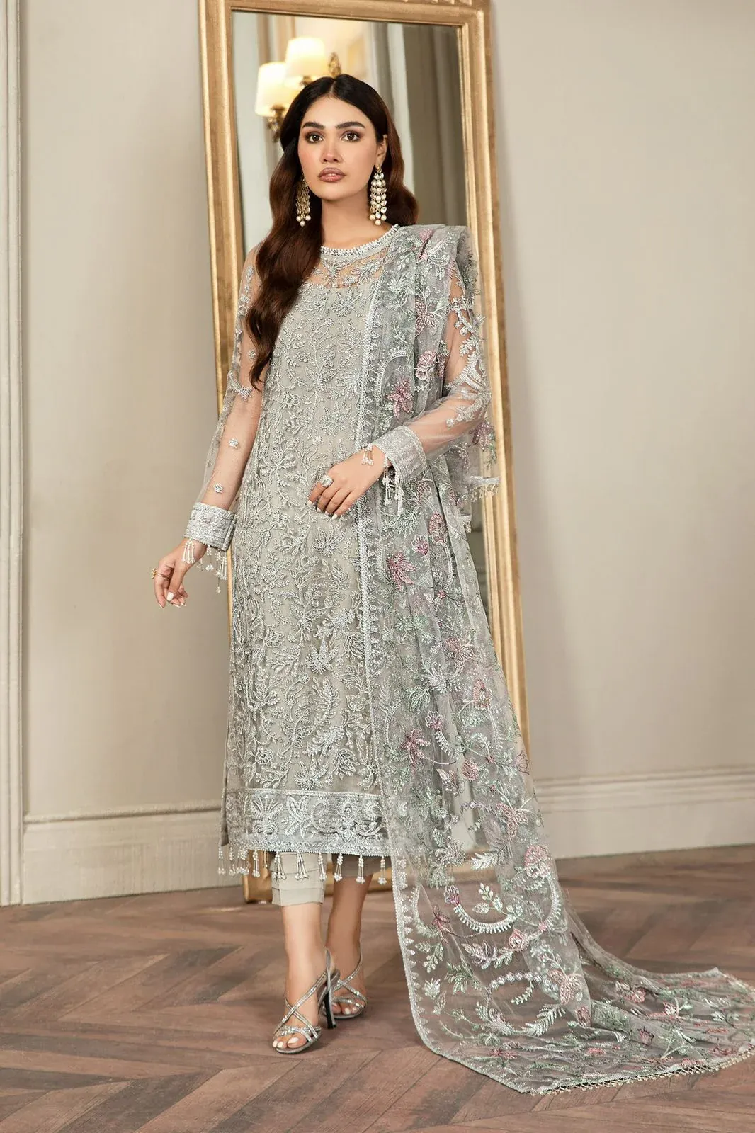 HC-0073 Zarif Net Luxury Embroidered Unstitched 3PC Suit