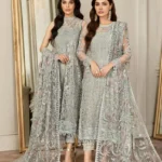 HC-0073 Zarif Net Luxury Embroidered Unstitched 3 Piece Suit for Women