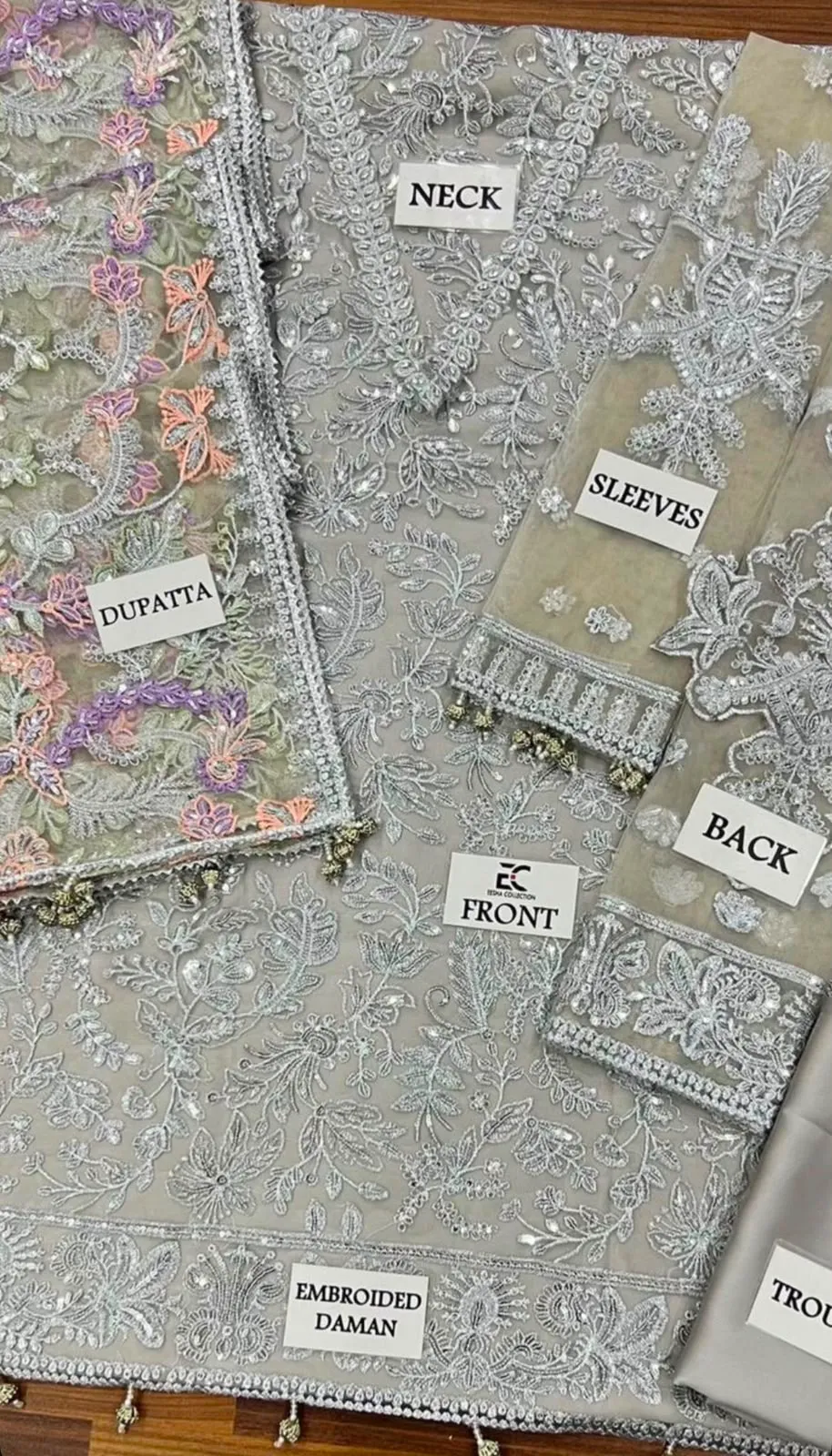 HC-0073 Zarif Net Luxury Embroidered Unstitched 3PC Suit