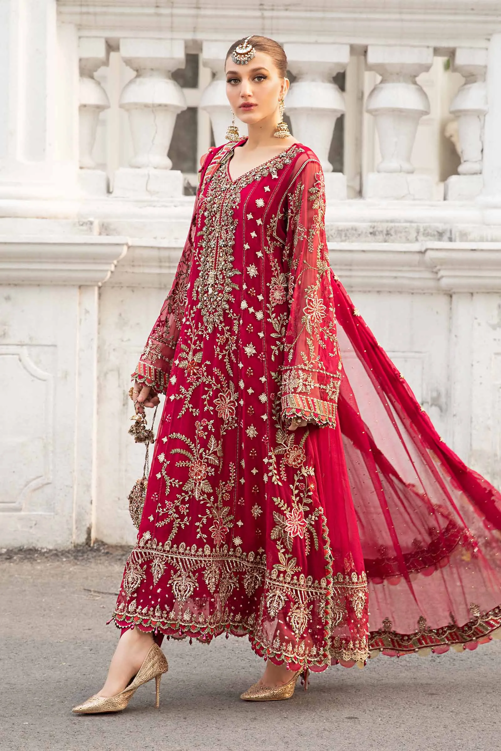 HC-0096 Maria B Chiffon Embroidered Unstitched 3PC Maxi Suit