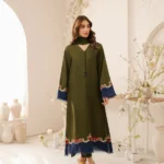 HC-736 premium quality danak 3 piece embroidered suit with dyed trouser and plain dyed dupatta for women
