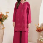 Garnet HC-728 premium danak 3 piece embroidered suit with dyed trouser and digital printed dupatta