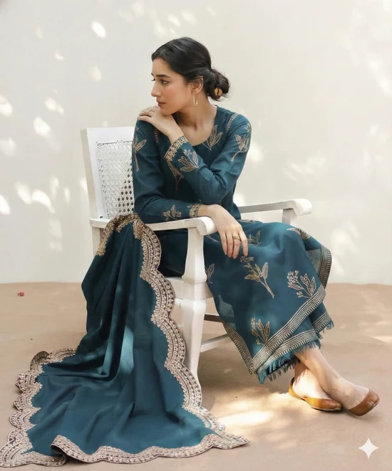 HC-1807 Mahrani Luxury Embroidered with Ready to Wear Dubata Lawn 3Pc