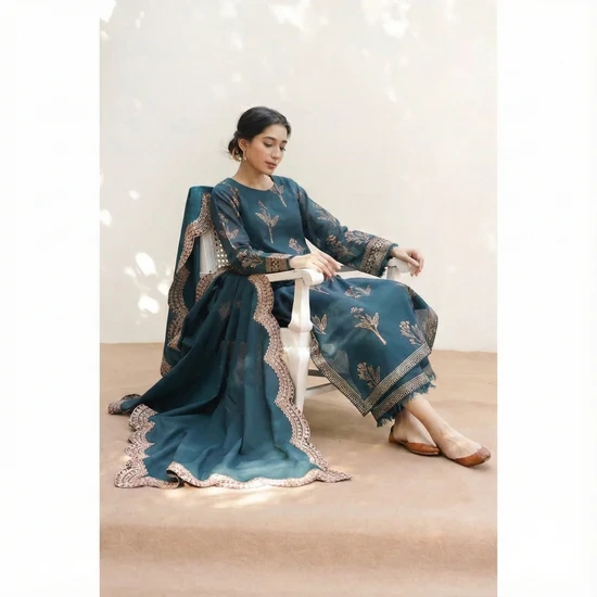 HC-1807 Mahrani Luxury Embroidered with Ready to Wear Dubata Lawn 3Pc