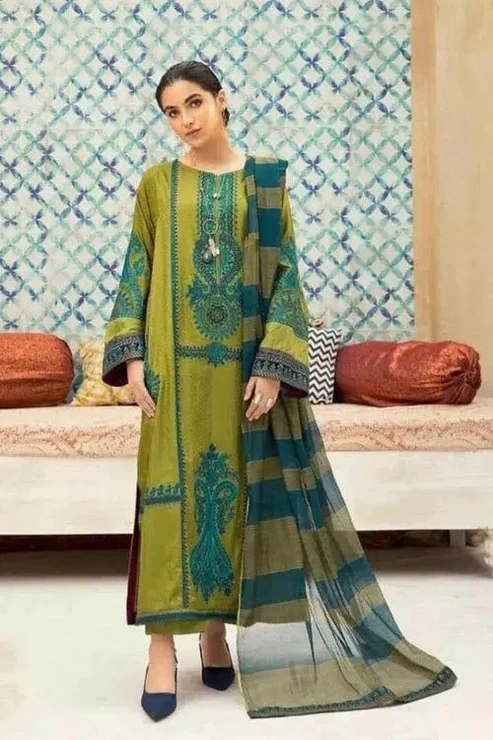 HC-1814 Maria B luxury embroidered lawn 3 piece suit for women with elegant premium festive design