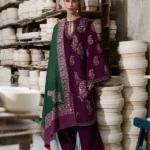 HC-1821 Hussain Rehar luxury embroidered lawn 3 piece suit for women with premium designer festive style