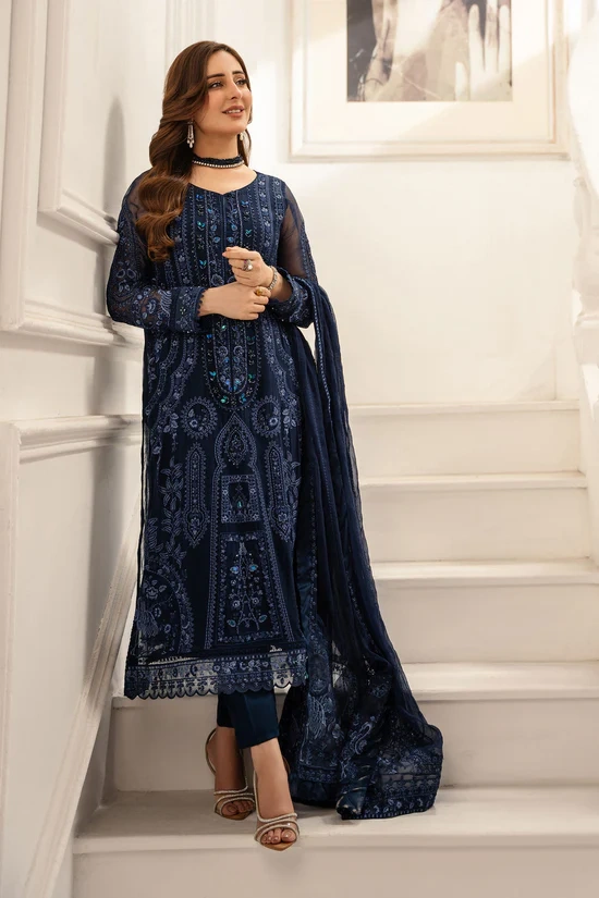 HC-1860 Maria B luxury embroidered lawn 3 piece suit for women with elegant premium festive design