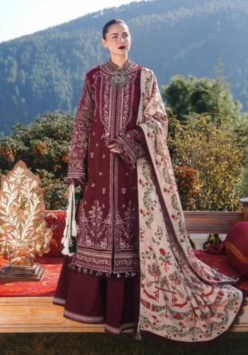 HC-262 premium quality unstitched lawn 3 piece suit for women with printed shirt dupatta and trouser