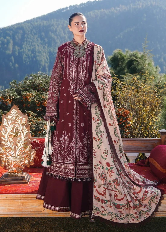 HC-262 premium quality unstitched lawn 3 piece suit for women with printed shirt dupatta and trouser