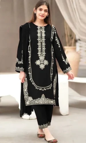 HC-304 black Umza luxury embroidered lawn 2PC dress for women with elegant embroidery and soft summer fabric