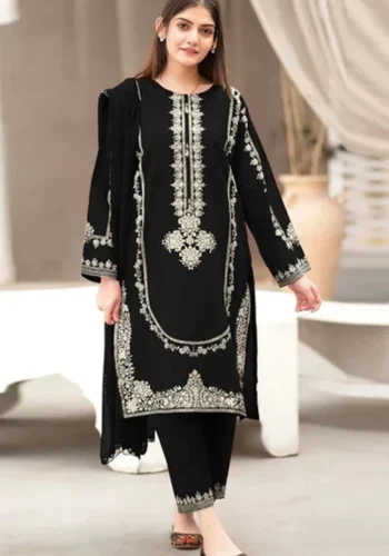 HC-304 black Umza luxury embroidered lawn 2PC dress for women with elegant embroidery and soft summer fabric