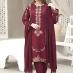 HC-304 Mehroon Umzay luxury embroidered lawn 2PC dress for women with elegant embroidery and soft summer fabric
