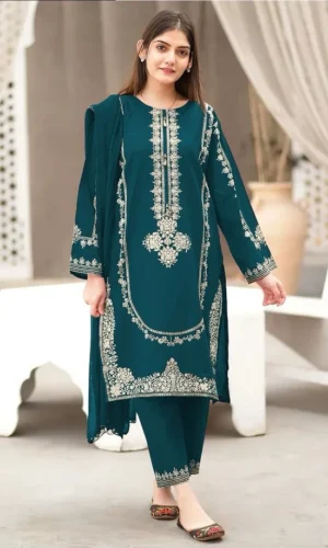 HC-304 Zinc premium unstitched lawn 3PC dress for women with elegant embroidery and breathable summer fabric