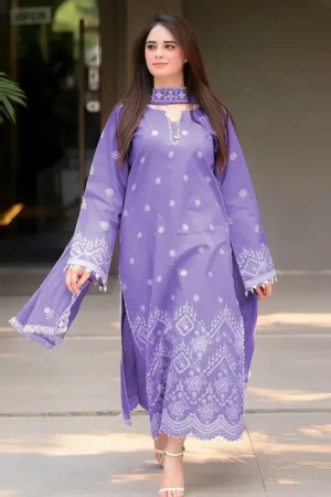 HC-307 premium quality unstitched lawn 3PC dress for women with elegant summer design and soft fabric