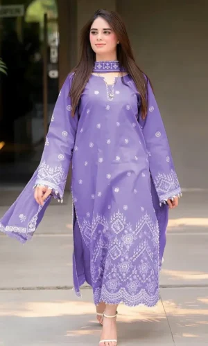 HC-307 premium quality unstitched lawn 3PC dress for women with elegant summer design and soft fabric