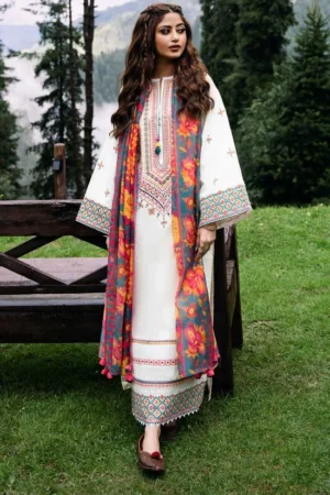 HC-310 Sapphire by Sajjal luxury embroidered lawn 3PC dress for women with elegant summer design and premium fabric