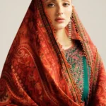 HC-323 bottle green Hussain Rehar trending hit code lawn 3PC dress for women with stylish embroidery and premium fabric