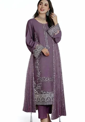 HC-326 purple Zarkash most trending lawn 3PC dress for women with elegant design and premium summer fabric