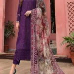HC-348 dark purple Nureh Chunri laser cut chikankari special dress for women with elegant embroidery and premium fabric