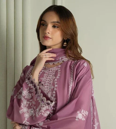 HC-4122 Cross Stitch luxury embroidered lawn 3 piece suit for women with elegant designer festive style