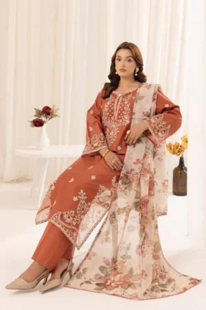 HC-329 Mohagni Luxury Embroidered lawn 3PC
