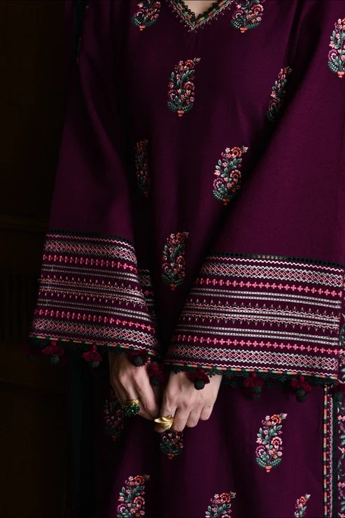 HC-508 Batik Purple Luxury Embroidered Lawn 3PC