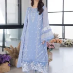 HC-5177 Azure luxury embroidered lawn 3 piece suit for women with elegant premium festive design