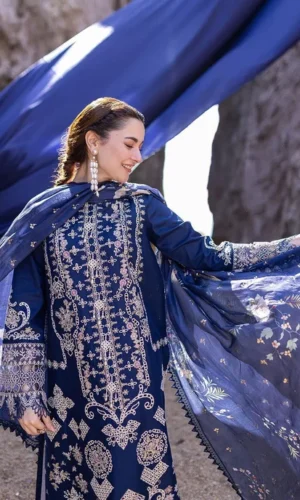 HC-6108 Qalamkar luxury embroidered lawn 3 piece suit for women with elegant premium festive design