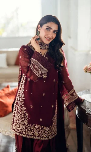 HC-716 Azure by Ayza Khan luxury embroidered lawn 2 piece unstitched suit for women