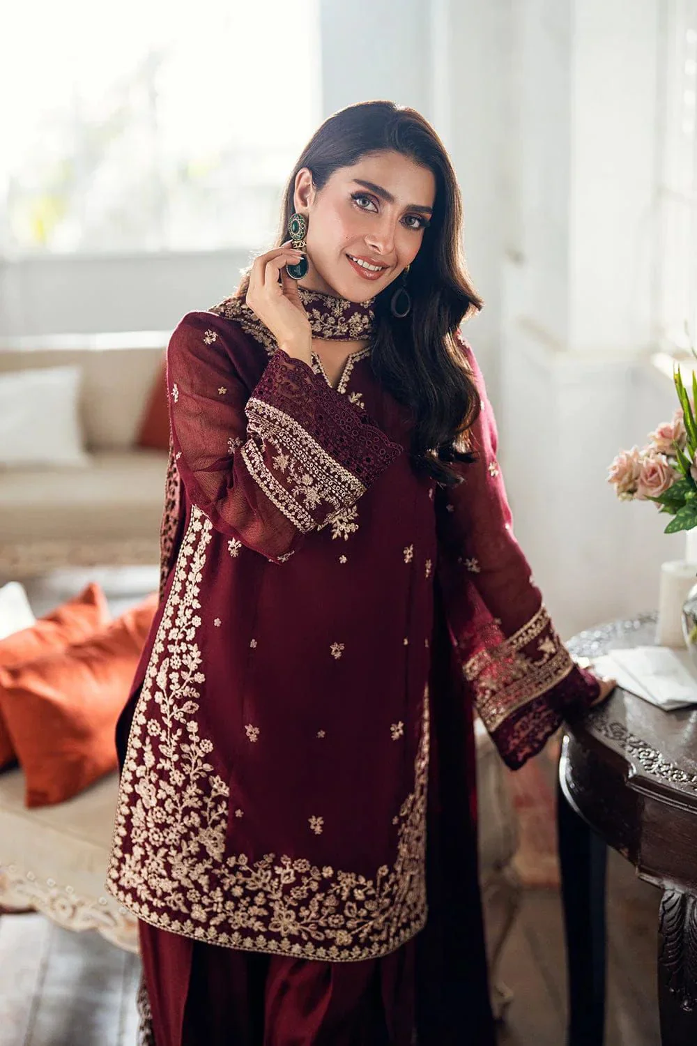 HC-716 Azure by Ayza Khan luxury embroidered lawn 2 piece unstitched suit for women