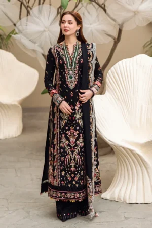 HC-719 Qalamkar by Hania luxury lawn 3PC embroidered unstitched suit for women summer collection