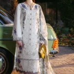 HC-802 Jade by Hania chickenkari special lawn 3PC embroidered unstitched suit for women summer collection Pakistan