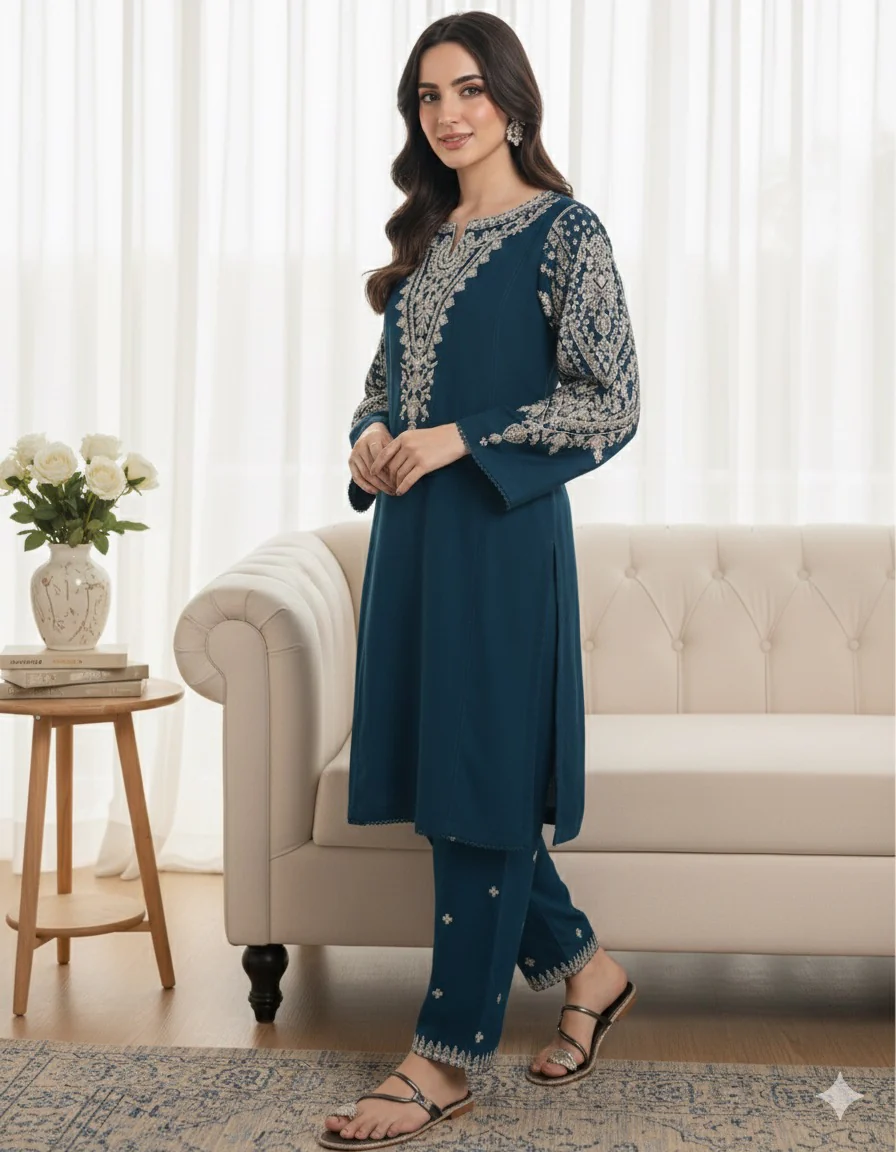 HC-321 Batik party wear embroidered lawn 2 piece unstitched suit for women
