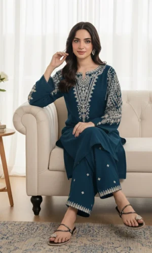 HC-321 Batik party wear embroidered lawn 2 piece unstitched suit for women
