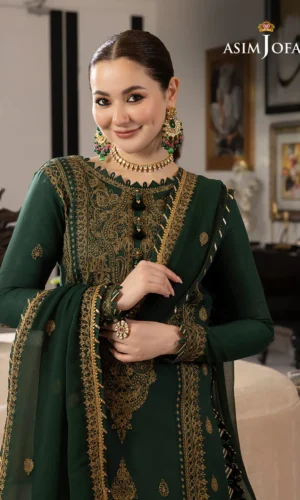 HC-716 Asim Jofa embroidered lawn 2 piece unstitched suit with luxury embroidery for women