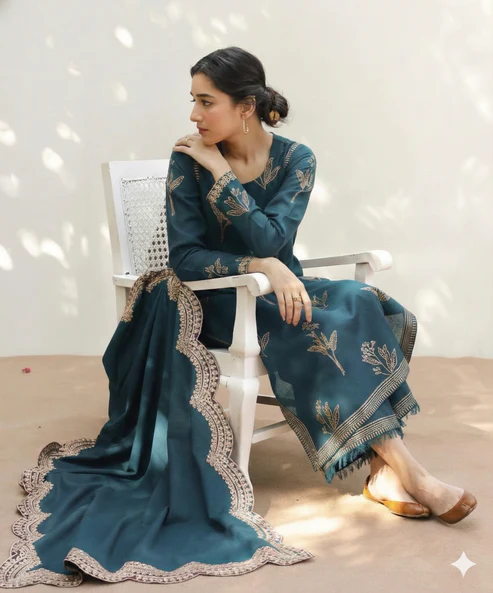 HC-1807 Mahrani luxury lawn 3 piece suit with ready to wear dupatta for women elegant premium festive design
