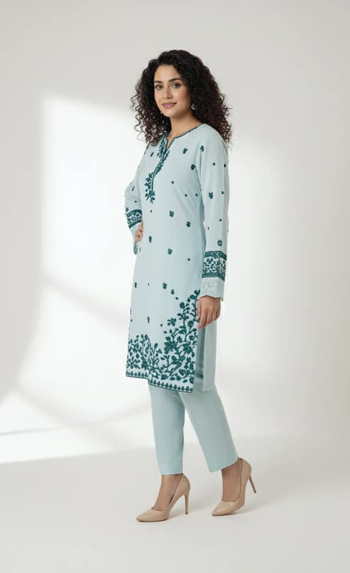 HC-308 Azure Luxury Embroidered lawn 2PC