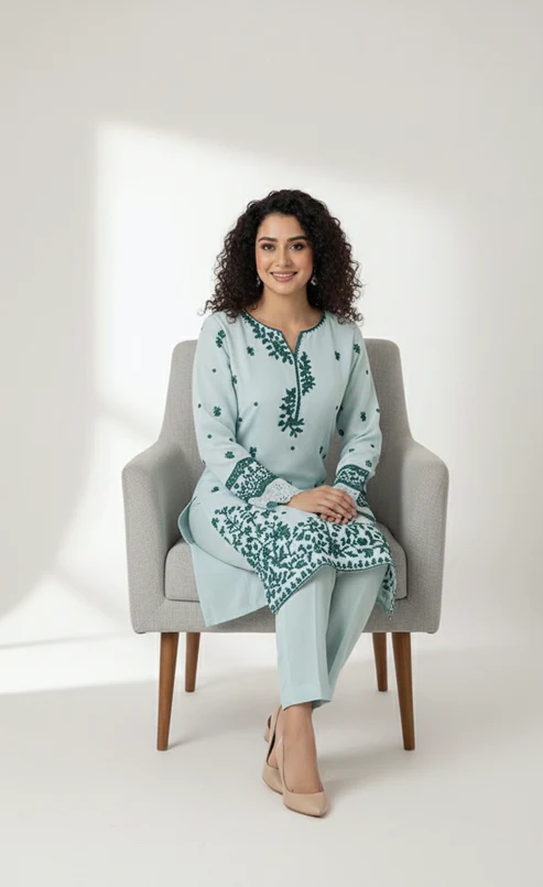 HC-308 Azure Luxury Embroidered lawn 2PC