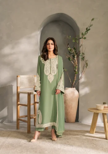 HC-5438 Cross Stitch elegant 3 piece luxury outfit with ready to wear dupatta for women premium embroidered designer wear