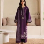 HC-9000 Batik premium luxury lawn 3 piece suit in royal purple for women with elegant festive design