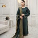 HC-5800 Green Mystique elegant 3 piece designer embroidered outfit for women luxury festive wear suit