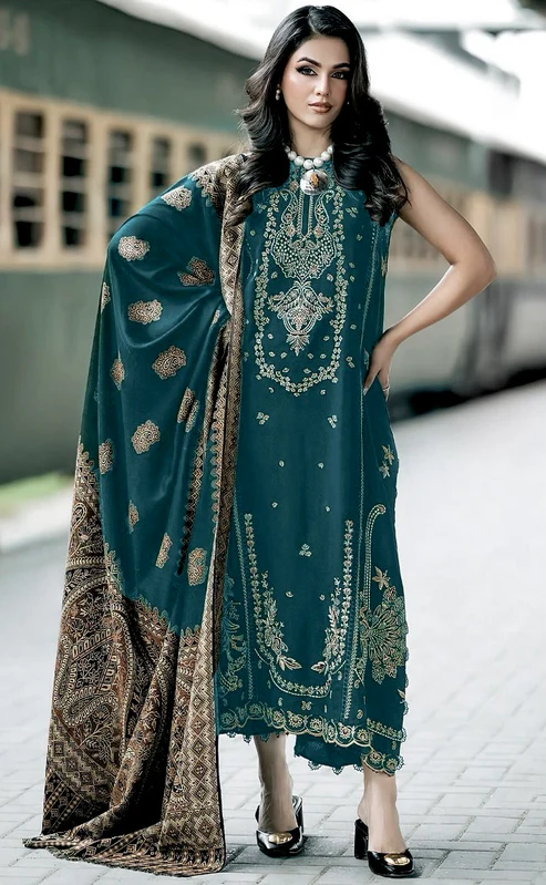 HC-328 Emaan Adil Luxury Embroidered Lawn 3PC