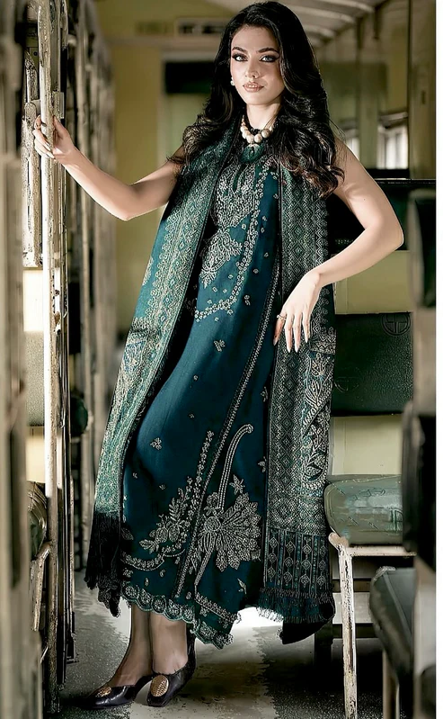 HC-328 Emaan Adil Luxury Embroidered Lawn 3PC