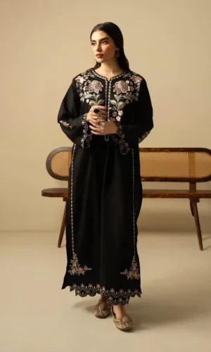 HC-2700 URGE floral black premium 2 piece designer suit for women elegant printed and embroidered casual wear