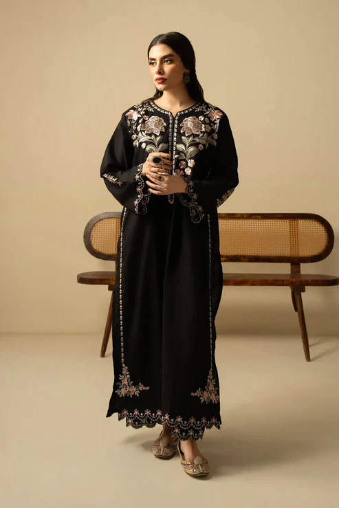 HC-2700 URGE floral black premium 2 piece designer suit for women elegant printed and embroidered casual wear