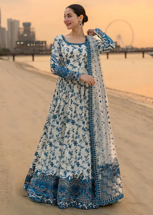 HC-2004 Faiza Sqlain Luxury Embroidered Full Frock / Maxi with Ready to wear Dubata 3PC