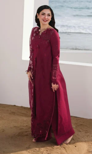 HC-4800 Qalamkar by Hania Amir chickenkari premium 3 piece designer lawn suit for women elegant embroidered festive wear